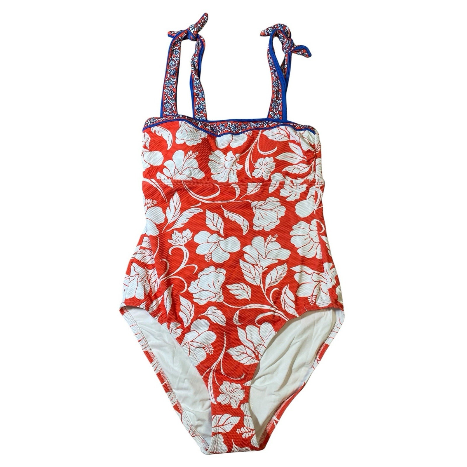 Tommy Bahama Island Cays Fiori Bando One-Piece Swimsuit - Citrus Coral, Size 8